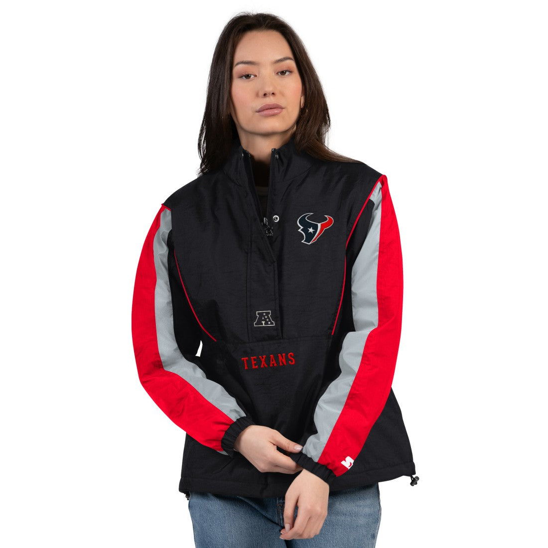 Houston Texans Starter Women's Thursday Night Gridiron Half-Zip Jacket - Black/Red - NFL