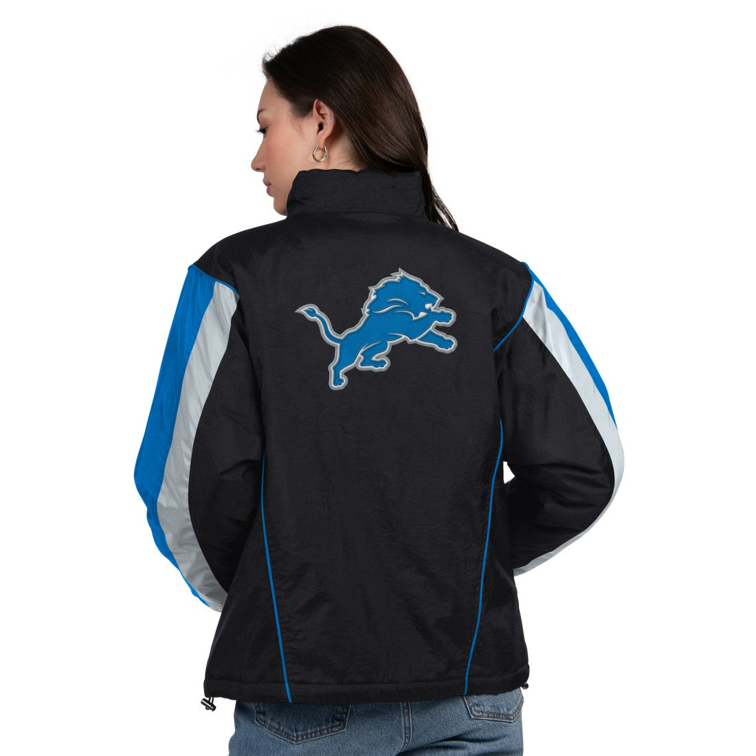 Detroit Lions Starter Women's Thursday Night Gridiron Half-Zip Jacket - Black/Blue - NFL