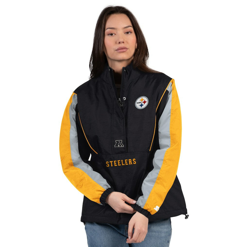 Pittsburgh Steelers Starter Women's Thursday Night Gridiron Half-Zip Jacket - Black/Gold - NFL