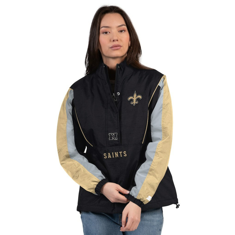 New Orleans Saints Starter Women's Thursday Night Gridiron Half-Zip Jacket - Black/Gold - NFL