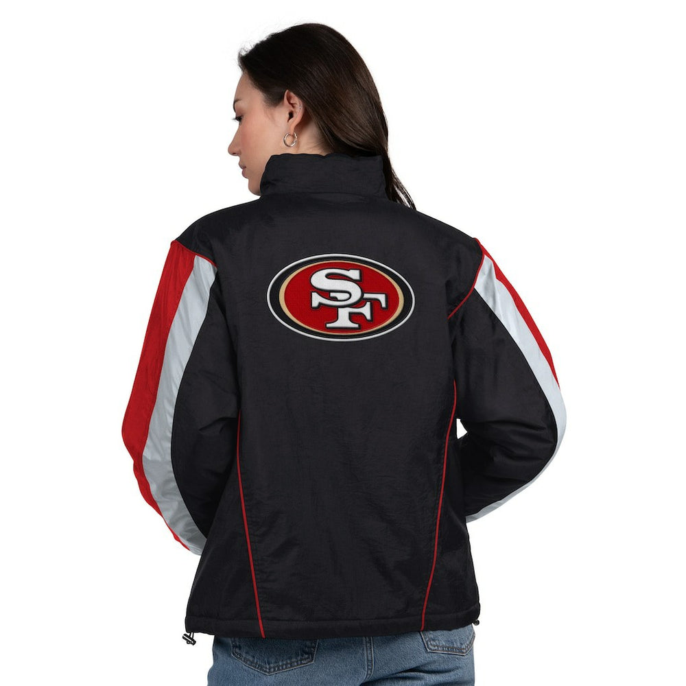 San Francisco 49ers Starter Women's Thursday Night Gridiron Half-Zip Jacket - Black/Scarlet - NFL