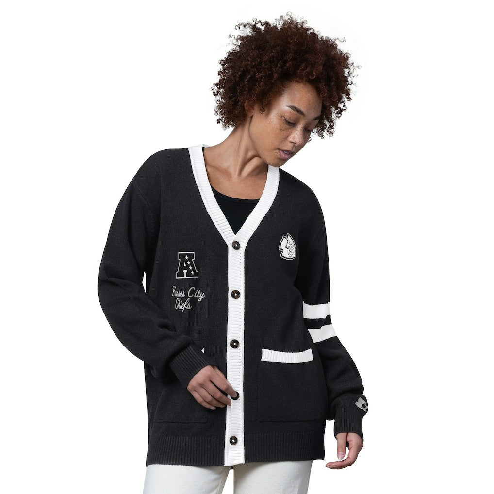 Kansas City Chiefs Starter Women's Back Shot Button-Up Cardigan - Black - NFL
