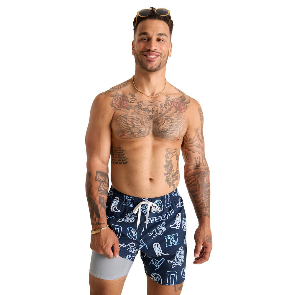 Dallas Cowboys Chubbies The Neon 5.5" Classic Lined Swim Trunks - Navy - NFL