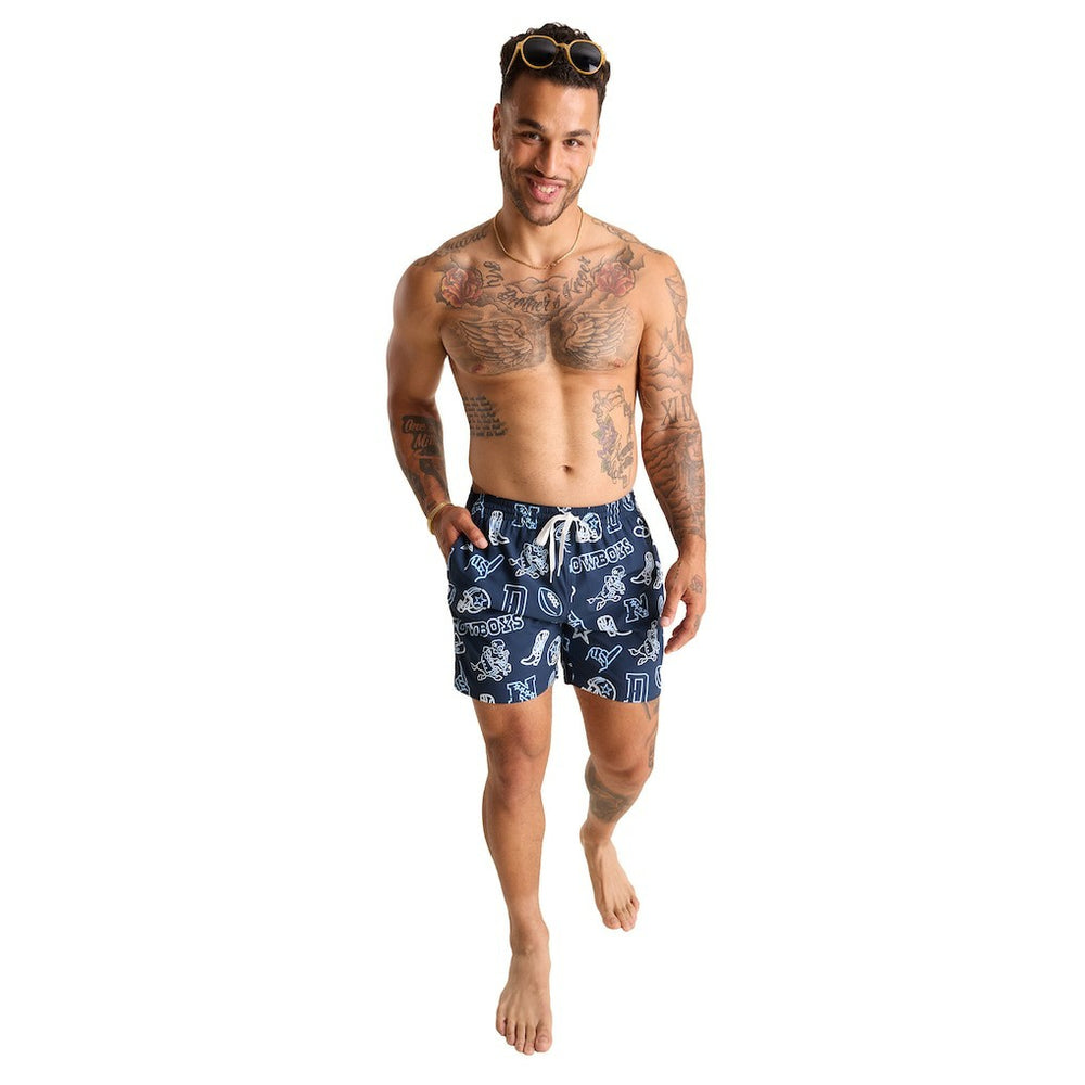 Dallas Cowboys Chubbies The Neon 5.5" Classic Lined Swim Trunks - Navy - NFL