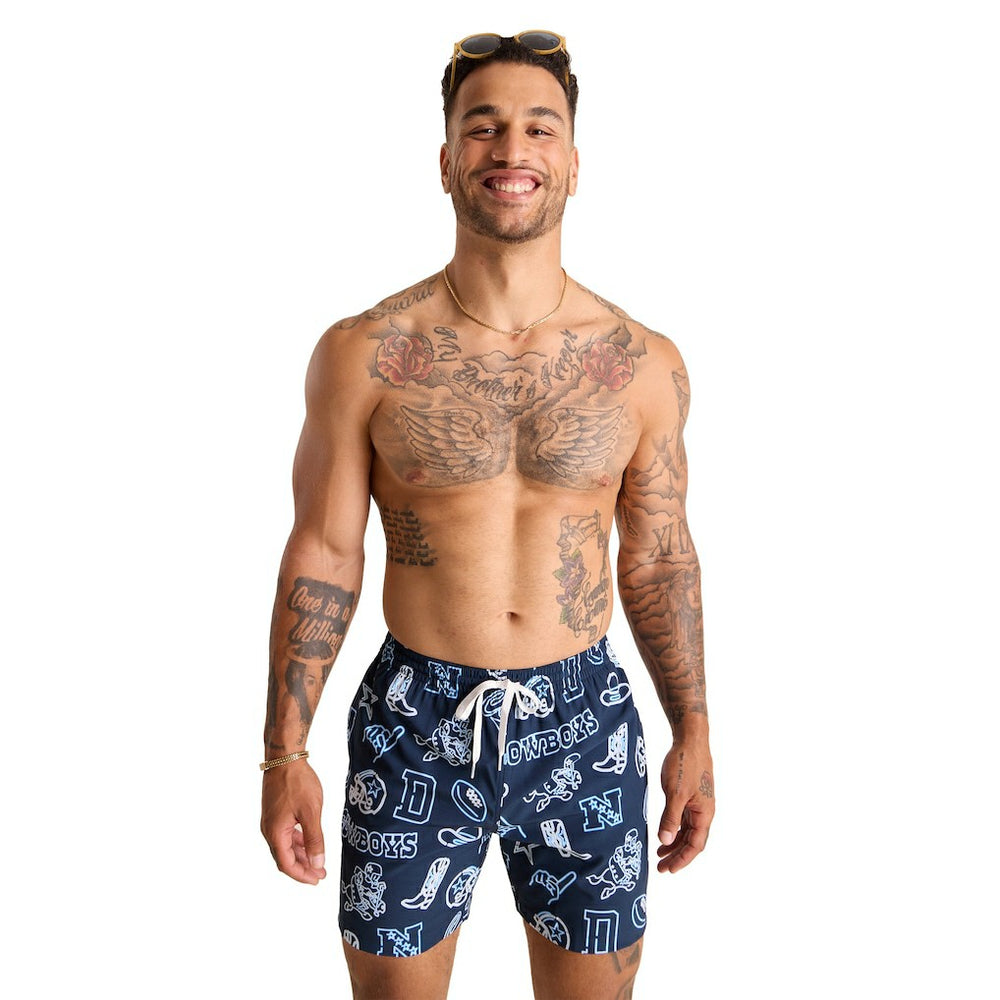 Dallas Cowboys Chubbies The Neon 5.5" Classic Lined Swim Trunks - Navy - NFL