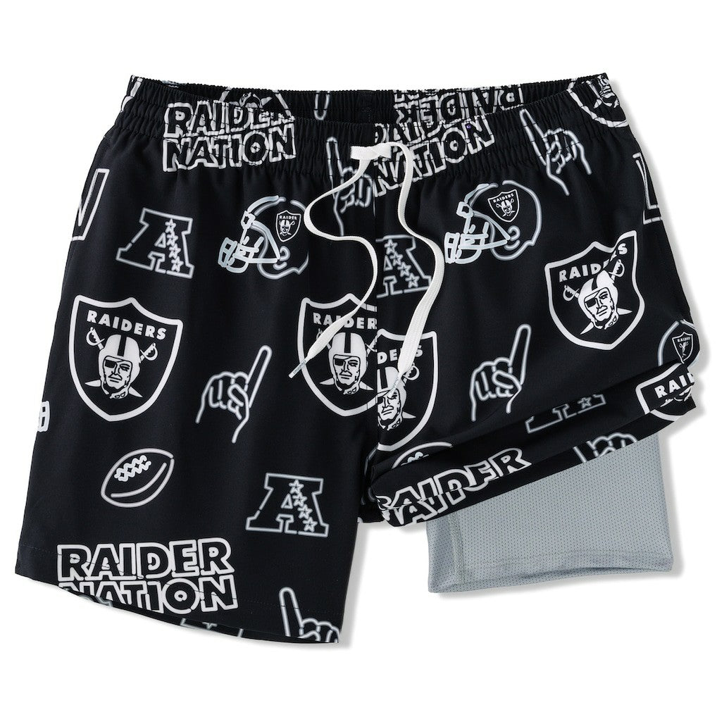 Las Vegas Raiders Chubbies The Neon 5.5" Classic Lined Swim Trunks - Black - NFL