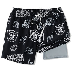 Las Vegas Raiders Chubbies The Neon 5.5" Classic Lined Swim Trunks - Black - NFL