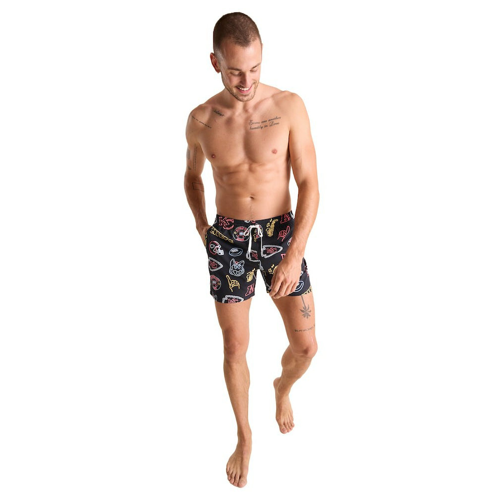 Kansas City Chiefs Chubbies The Neon 5.5" Classic Lined Swim Trunks - Black - NFL