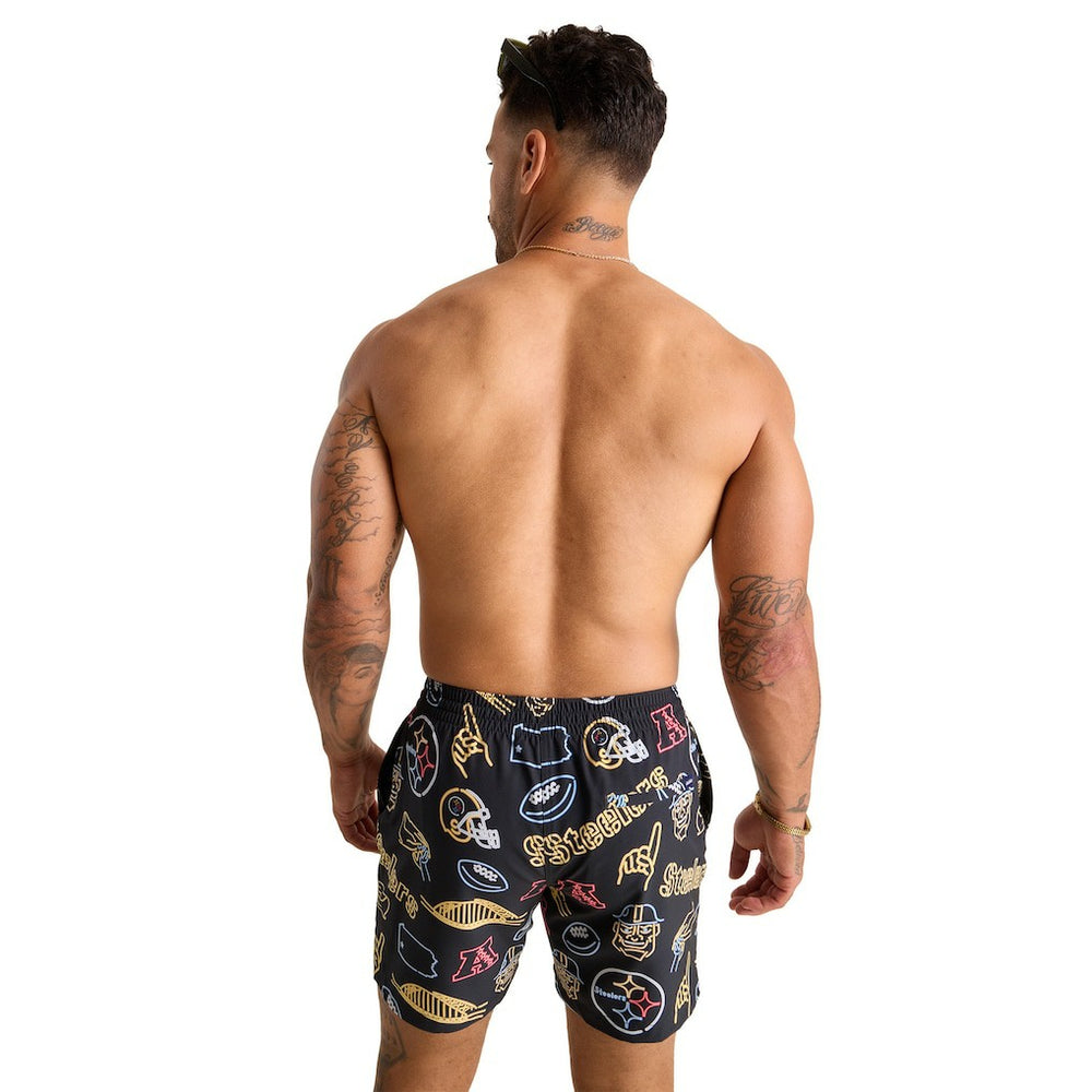 Pittsburgh Steelers Chubbies The Neon 5.5" Classic Lined Swim Trunks - Black - NFL