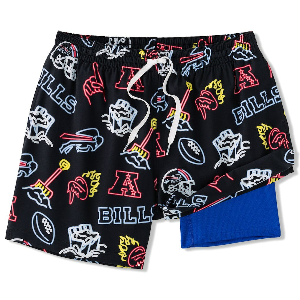 Buffalo Bills Chubbies The Neon 5.5" Classic Lined Swim Trunks - Black - NFL