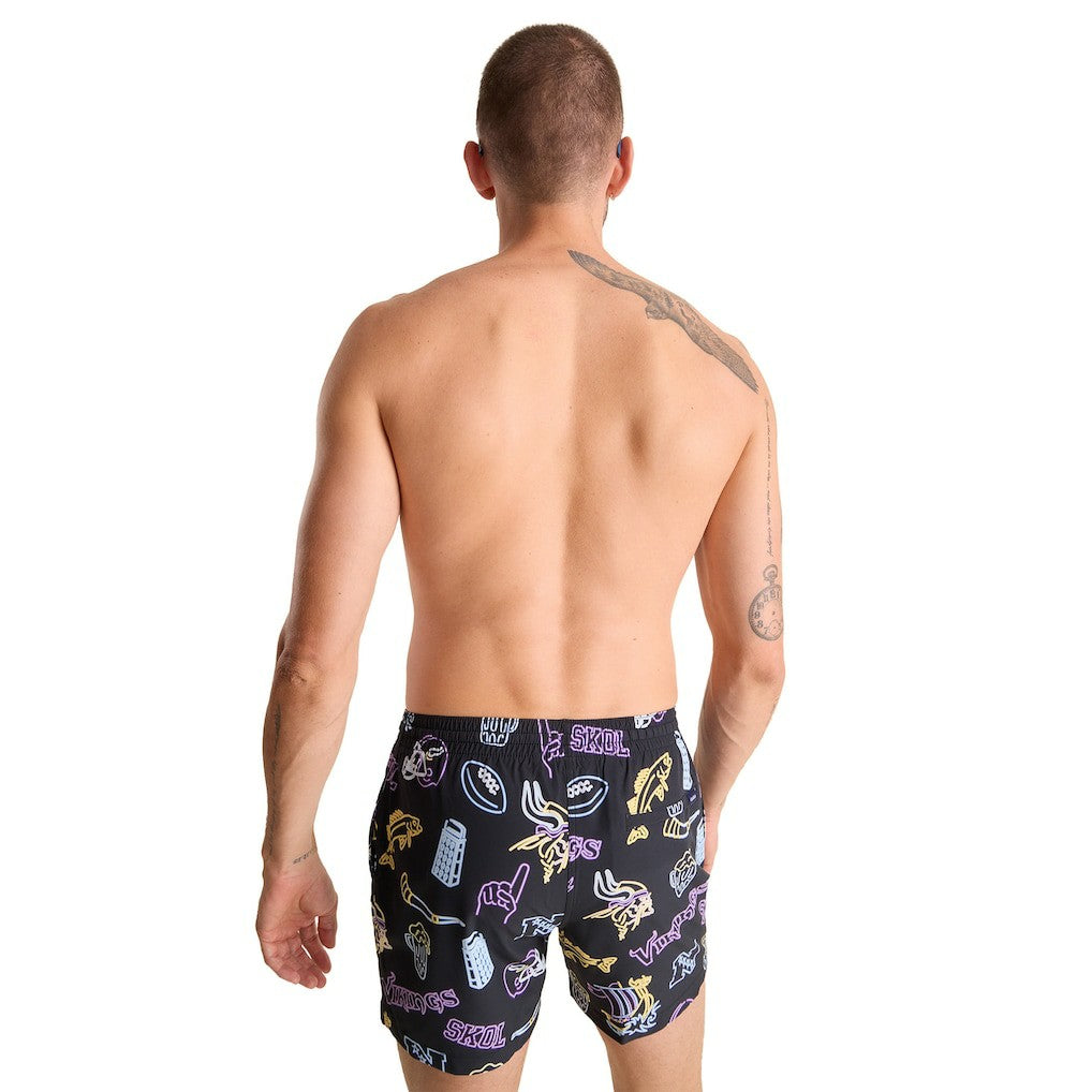 Minnesota Vikings Chubbies The Neon 5.5" Classic Lined Swim Trunks - Black - NFL