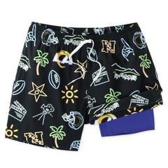 Los Angeles Rams Chubbies The Neon 5.5" Classic Lined Swim Trunks - Black - NFL
