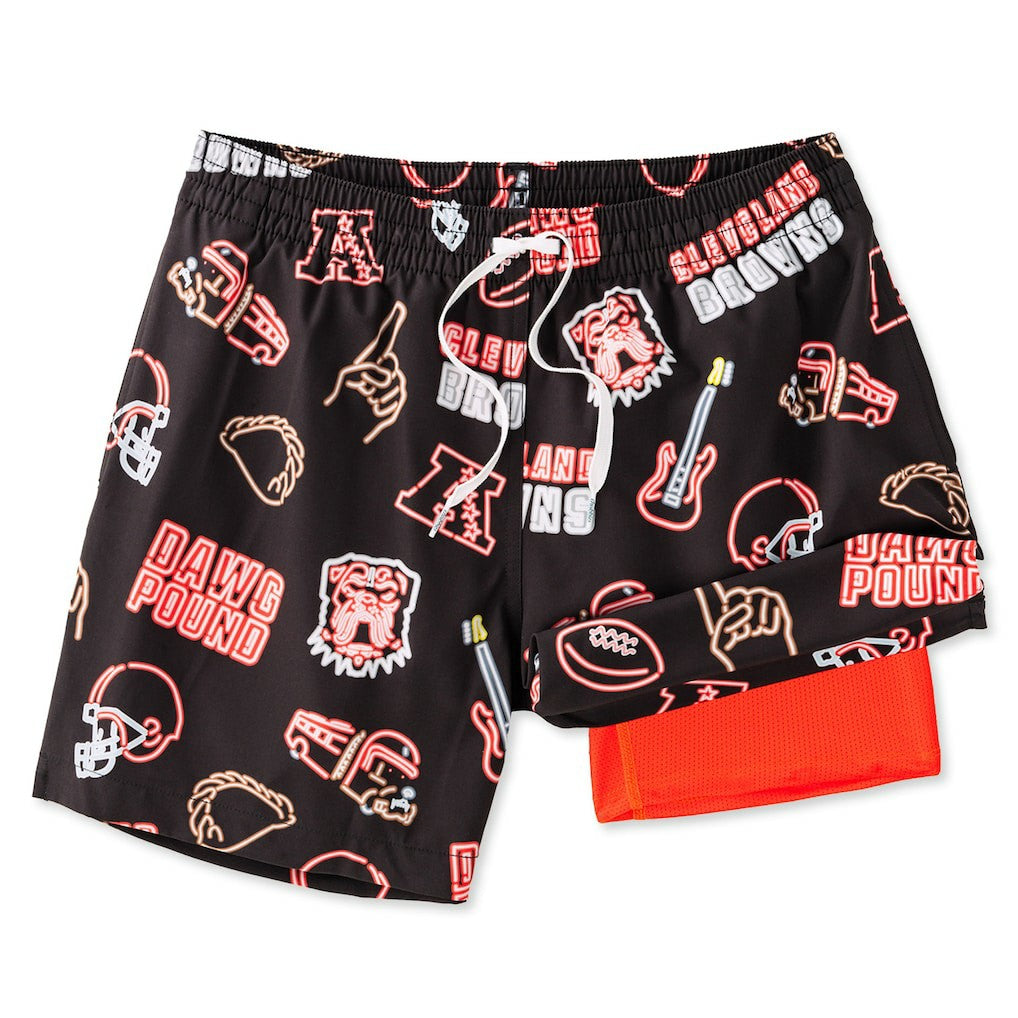 Cleveland Browns Chubbies The Neon 5.5" Classic Lined Swim Trunks - Brown - NFL