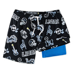 Detroit Lions Chubbies The Neon 5.5" Classic Lined Swim Trunks - Black - NFL