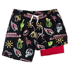 Arizona Cardinals Chubbies The Neon 5.5" Classic Lined Swim Trunks - Black - NFL