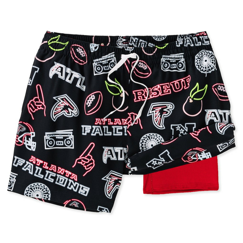 Atlanta Falcons Chubbies The Neon 5.5" Classic Lined Swim Trunks - Black - NFL