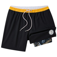 Pittsburgh Steelers Chubbies 5.5" Classic Lined Swim Trunks - Black - NFL