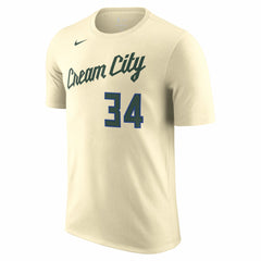 Nike Giannis Antetokounmpo Milwaukee Bucks Unisex 2025/26 City Edition Name & Number T-Shirt Cream