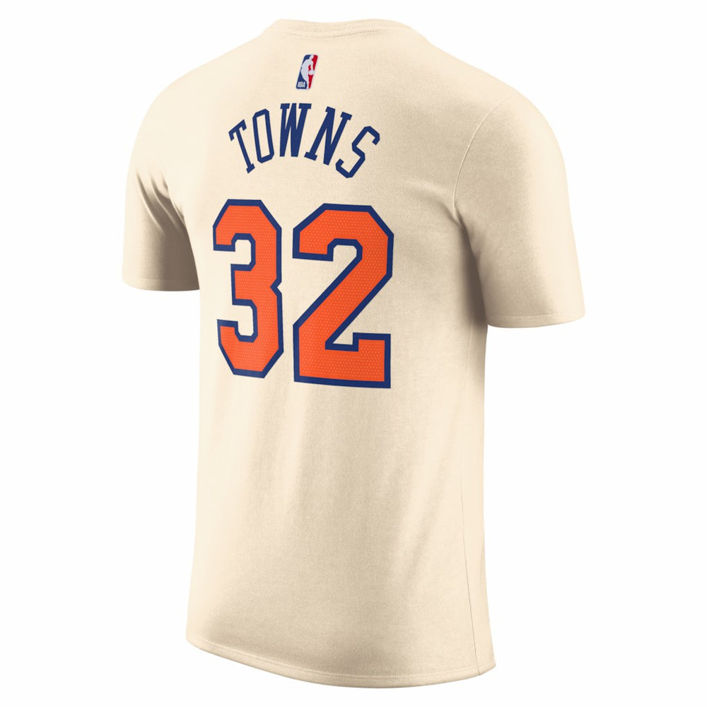 Nike Karl-Anthony Towns New York Knicks Unisex 2025/26 City Edition Name & Number T-Shirt Cream