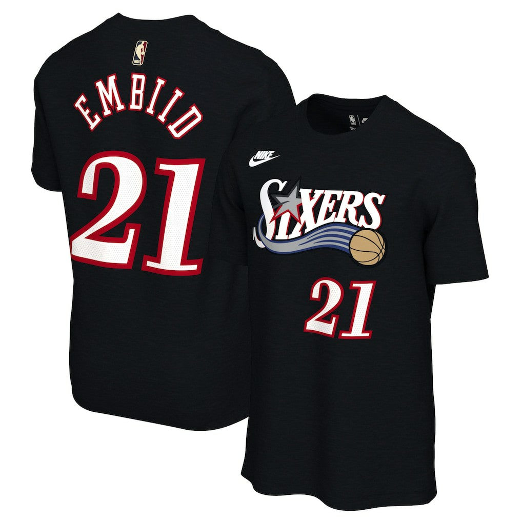 Nike Joel Embiid Philadelphia 76ers Unisex Name & Number T-Shirt Classic Edition Black