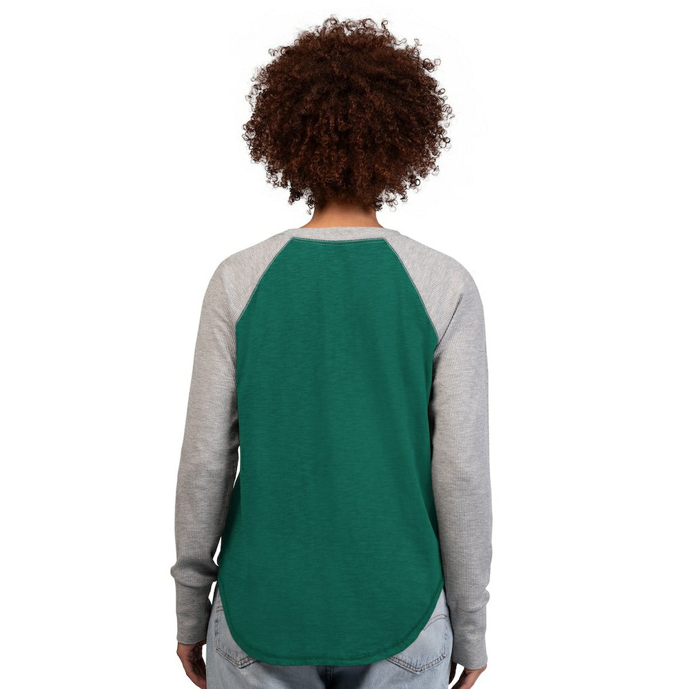 New York Jets G-III 4Her by Carl Banks Women's Waffle Knit Raglan Long-Sleeve T-Shirt - Green/Heather Gray - NFL