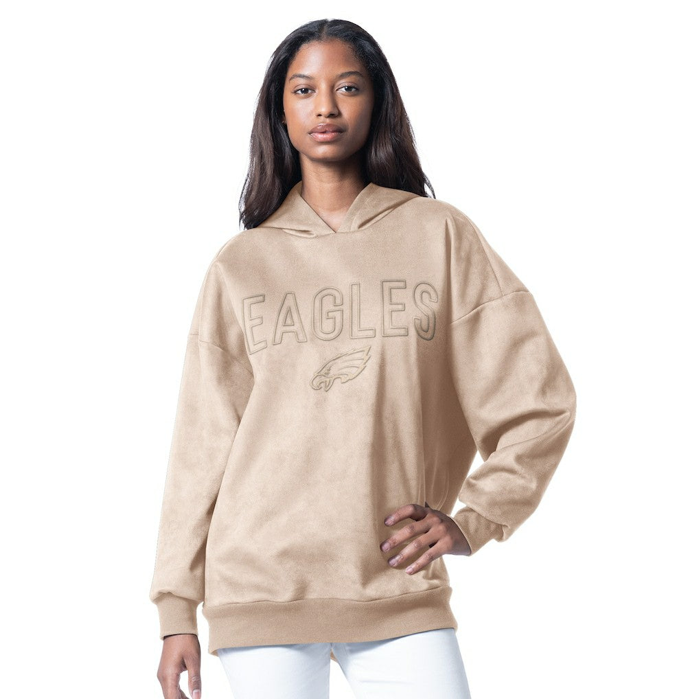 Philadelphia Eagles G-III 4Her by Carl Banks Women's Best Hitter Oversized Tunic Pullover Hoodie - Cream - NFL