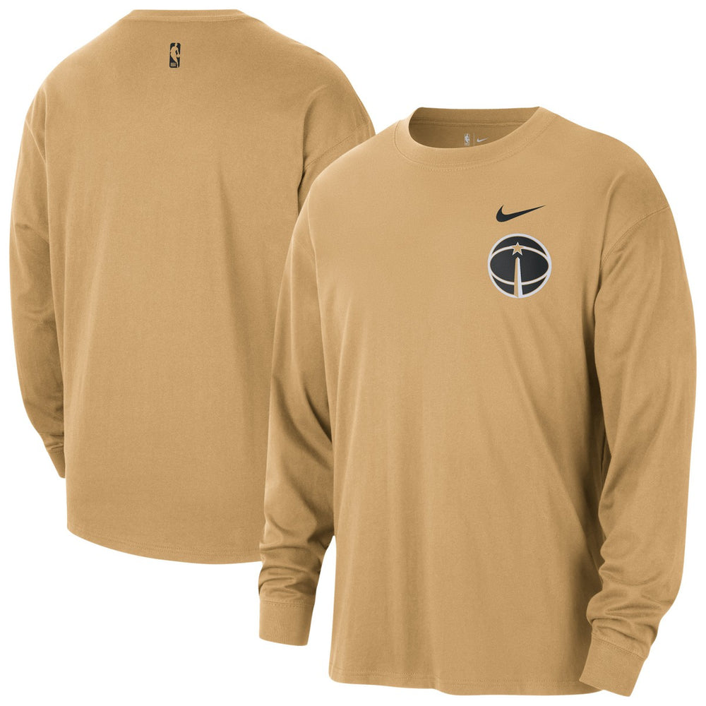 Nike Washington Wizards 2025/26 City Edition Remix Essential Logo Long Sleeve T-Shirt Gold