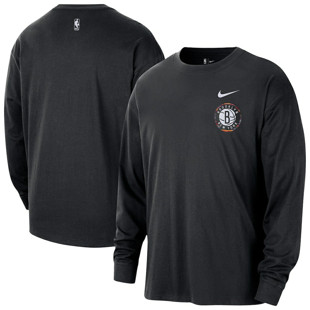 Nike Brooklyn Nets 2025/26 City Edition Remix Essential Logo Long Sleeve T-Shirt Black