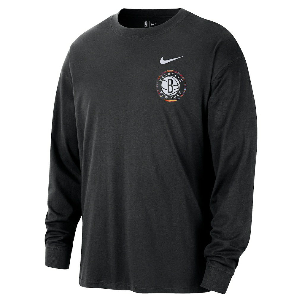 Nike Brooklyn Nets 2025/26 City Edition Remix Essential Logo Long Sleeve T-Shirt Black