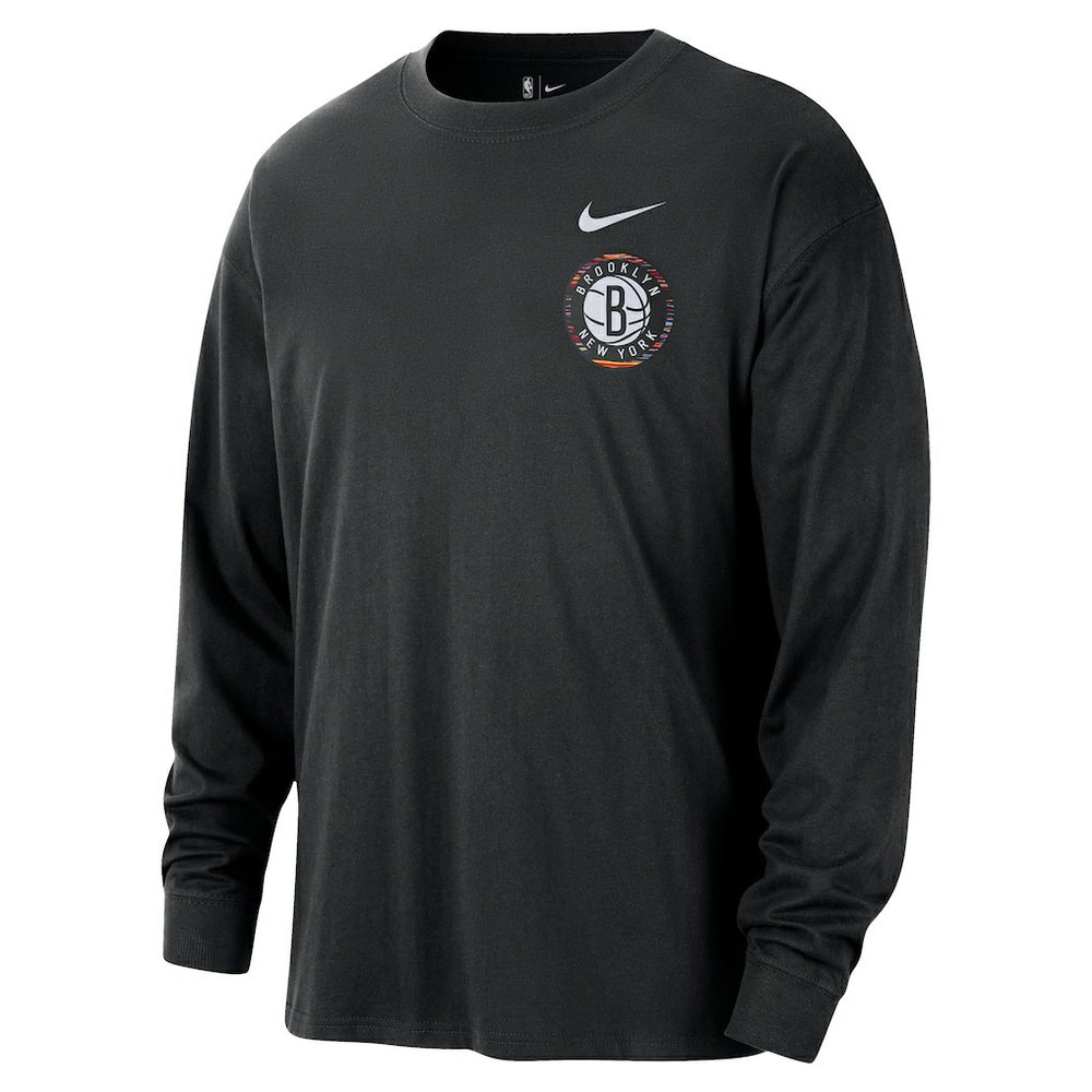 Nike Brooklyn Nets 2025/26 City Edition Remix Essential Logo Long Sleeve T-Shirt Black