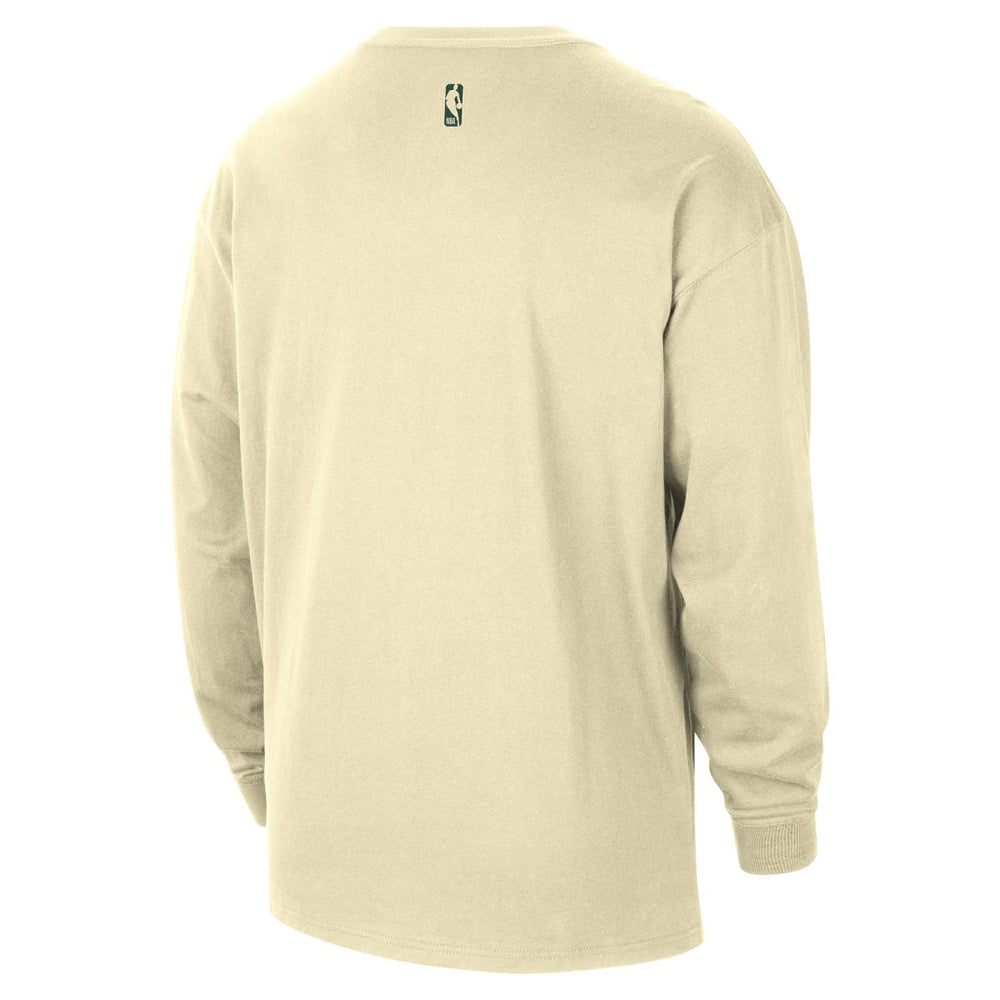 Nike Milwaukee Bucks 2025/26 City Edition Remix Essential Logo Long Sleeve T-Shirt Cream