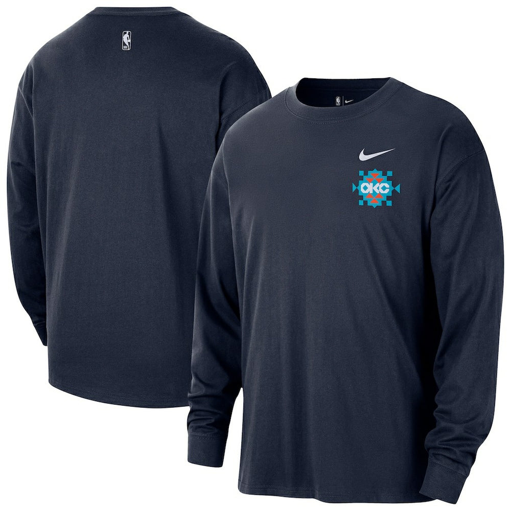 Nike Oklahoma City Thunder 2025/26 City Edition Remix Essential Logo Long Sleeve T-Shirt Navy