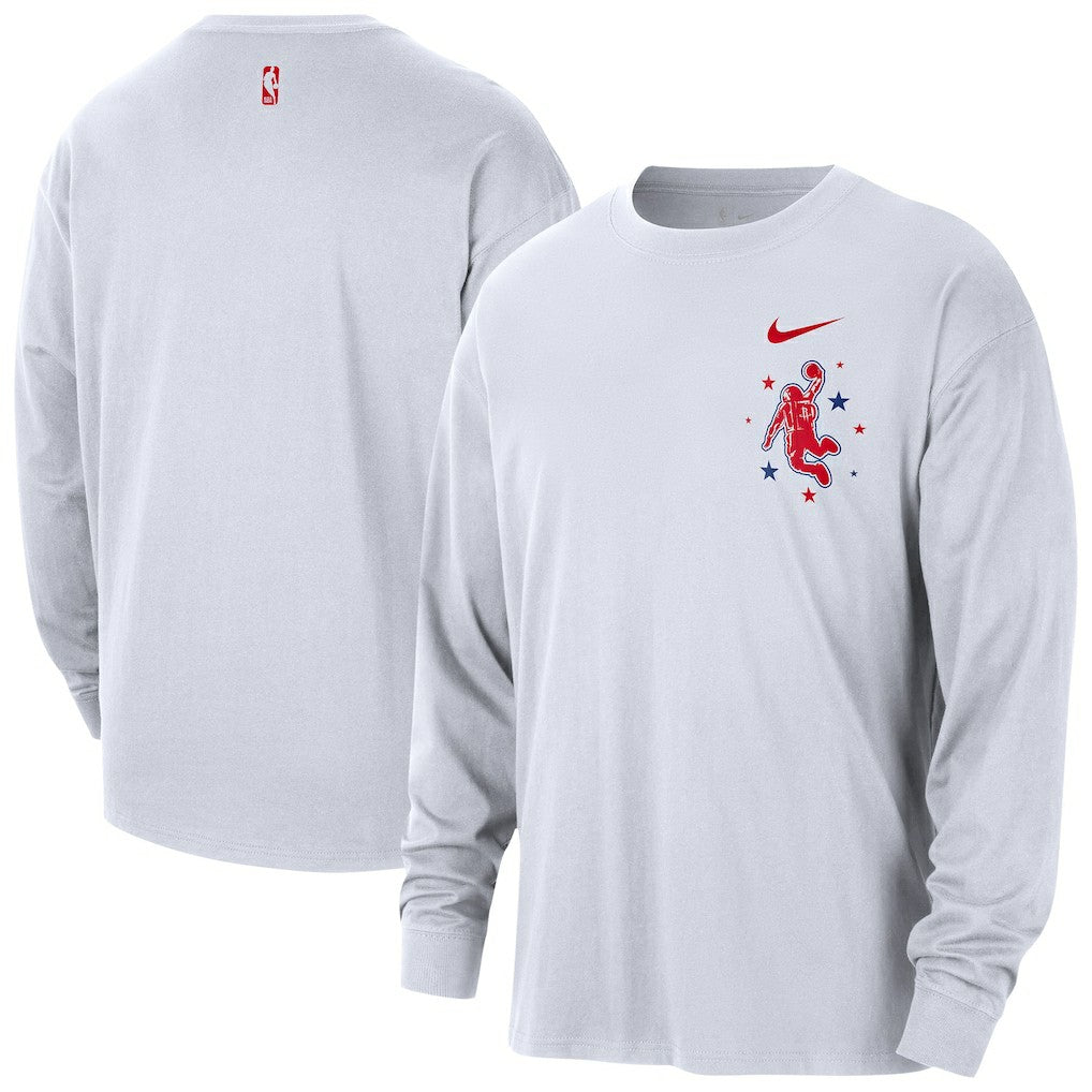 Nike Houston Rockets 2025/26 City Edition Remix Essential Logo Long Sleeve T-Shirt White