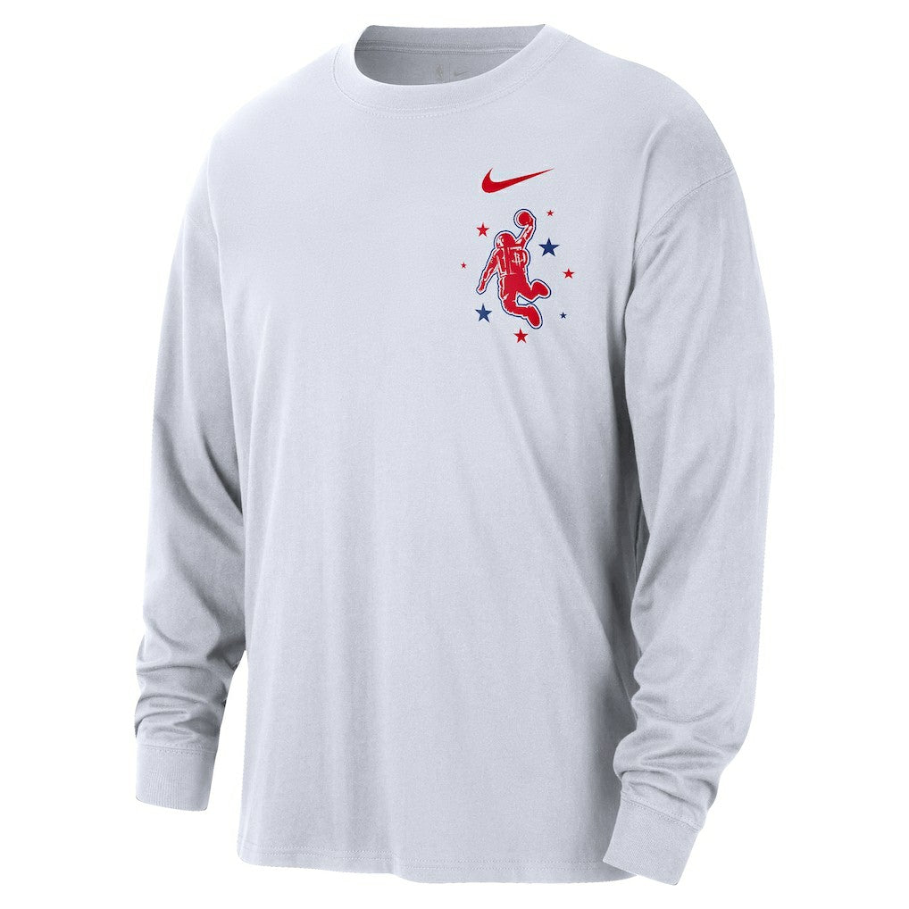 Nike Houston Rockets 2025/26 City Edition Remix Essential Logo Long Sleeve T-Shirt White