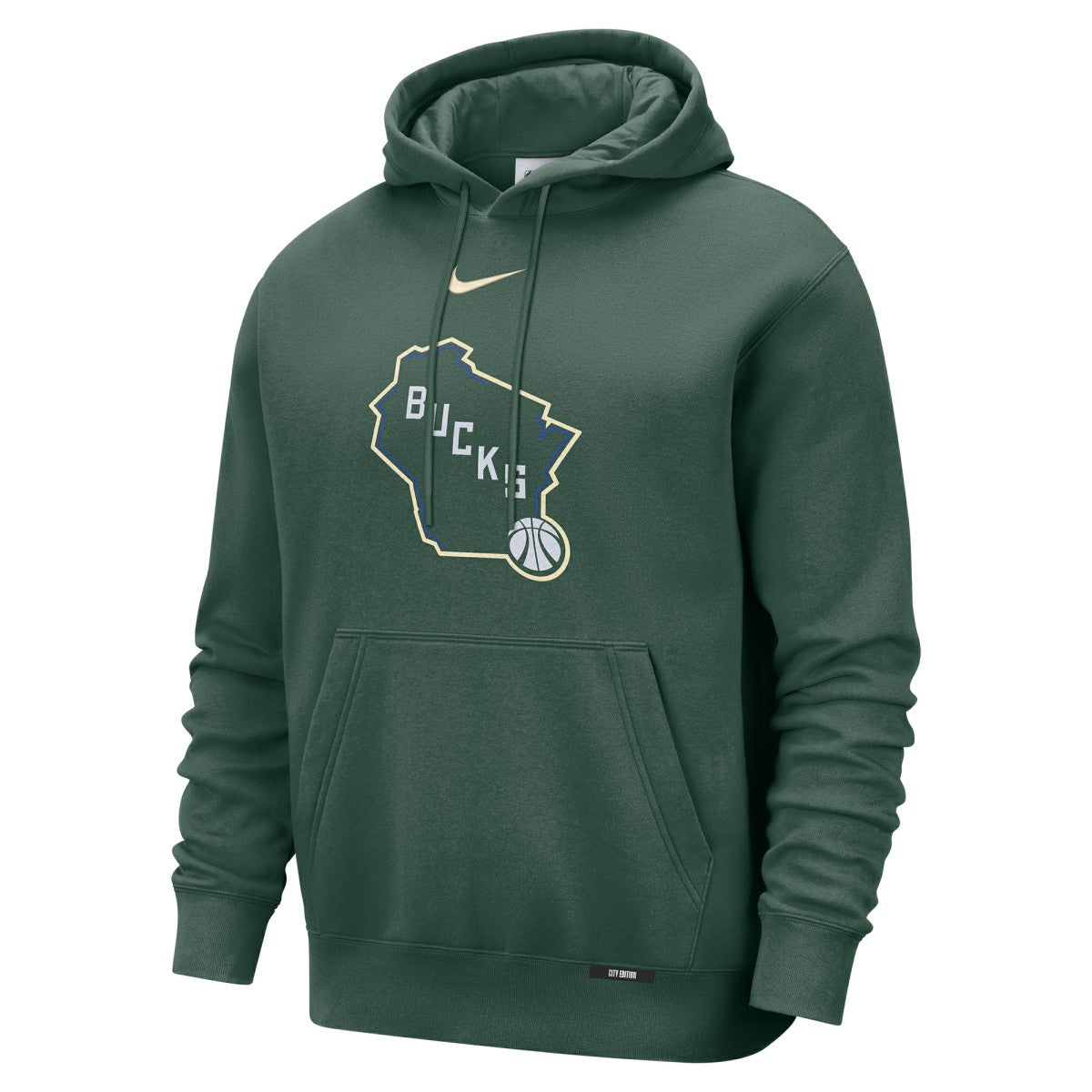 Nike Milwaukee Bucks 2025/26 City Edition Essential Logo Remix Hoodie Hunter Green