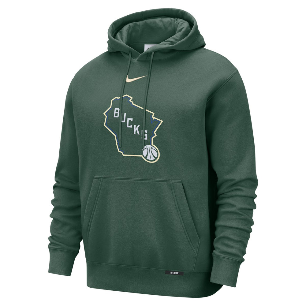Nike Milwaukee Bucks 2025/26 City Edition Essential Logo Remix Hoodie Hunter Green
