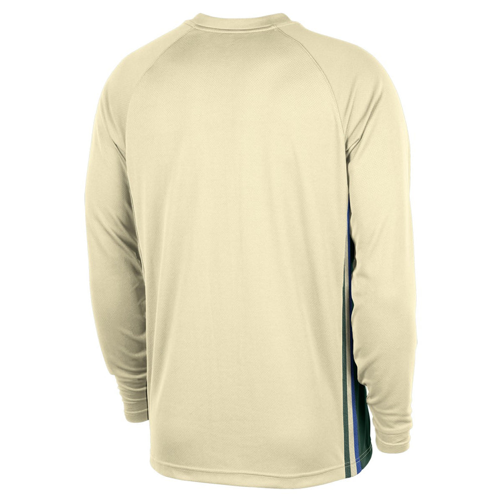Nike Milwaukee Bucks 2025/26 City Edition Authentic Pregame Dri-FIT Long Sleeve Shooting T-Shirt Cream