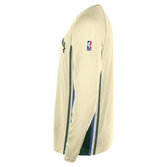 Nike Milwaukee Bucks 2025/26 City Edition Authentic Pregame Dri-FIT Long Sleeve Shooting T-Shirt Cream