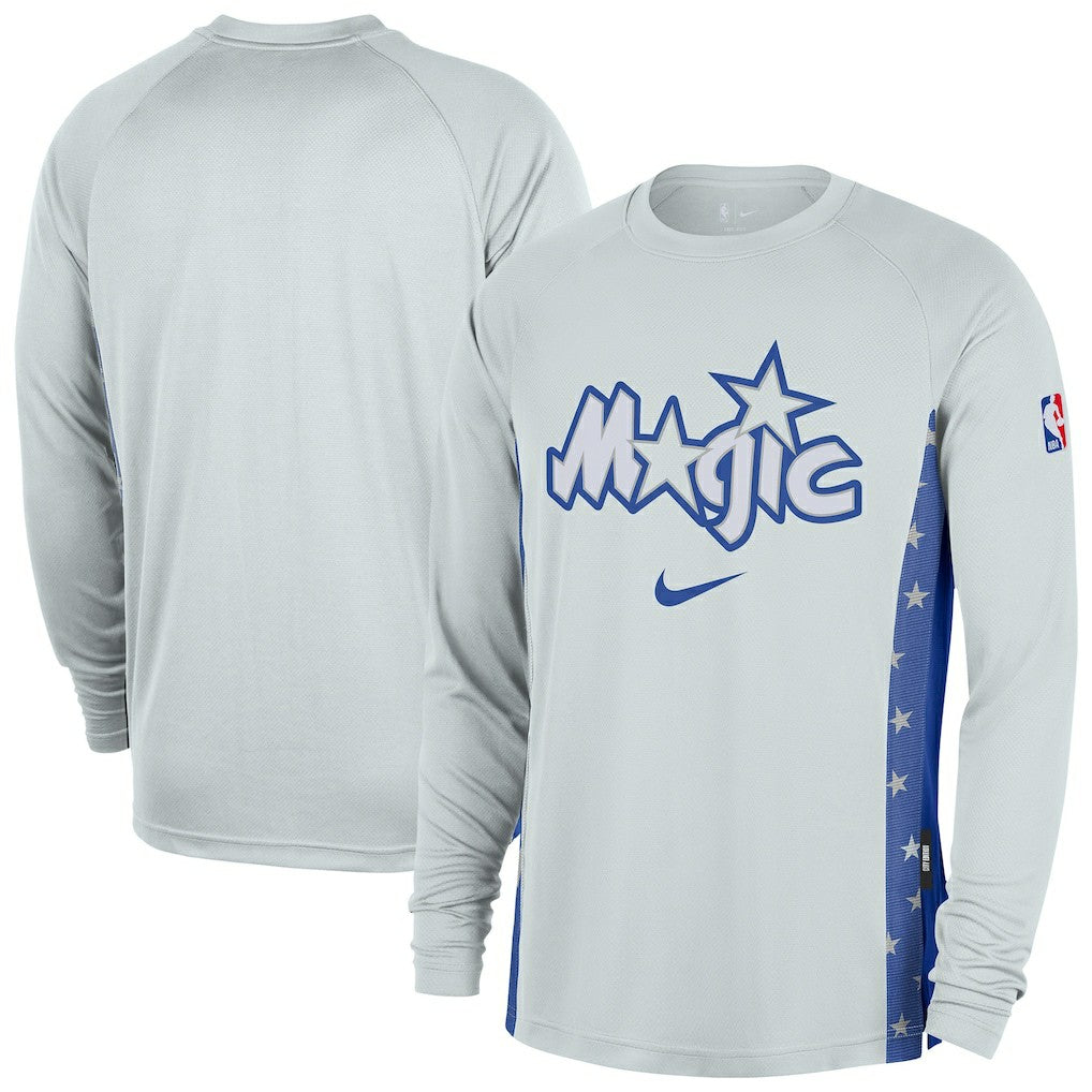 Nike Orlando Magic 2025/26 City Edition Authentic Pregame Dri-FIT Long Sleeve Shooting T-Shirt Silver
