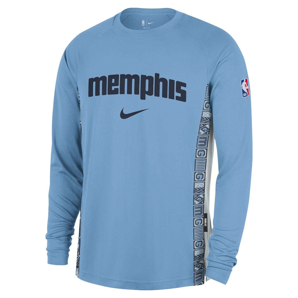 Nike Memphis Grizzlies 2025/26 City Edition Authentic Pregame Dri-FIT Long Sleeve Shooting T-Shirt Light Blue