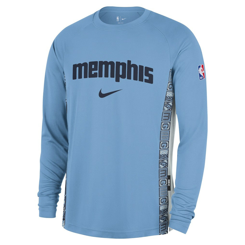 Nike Memphis Grizzlies 2025/26 City Edition Authentic Pregame Dri-FIT Long Sleeve Shooting T-Shirt Light Blue