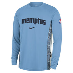Nike Memphis Grizzlies 2025/26 City Edition Authentic Pregame Dri-FIT Long Sleeve Shooting T-Shirt Light Blue