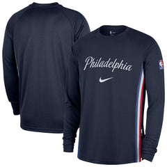 Nike Philadelphia 76ers 2025/26 City Edition Authentic Pregame Dri-FIT Long Sleeve Shooting T-Shirt Navy