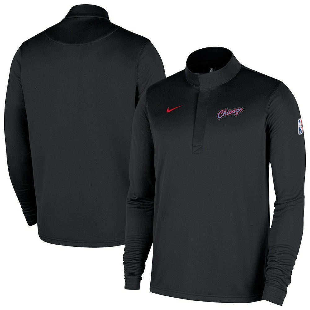 Nike Chicago Bulls 2025/26 City Edition Remix Authentic Coaches Dri-FIT Half-Zip Top Black