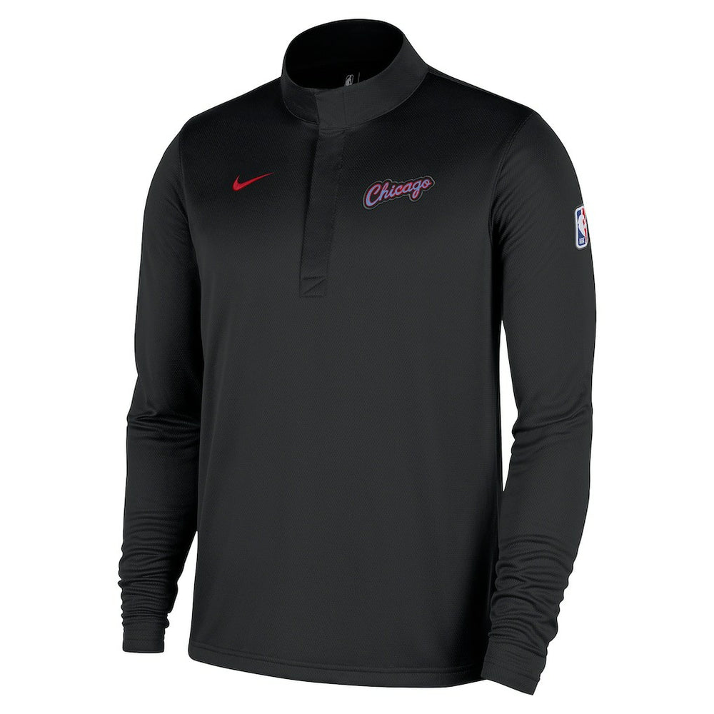 Nike Chicago Bulls 2025/26 City Edition Remix Authentic Coaches Dri-FIT Half-Zip Top Black