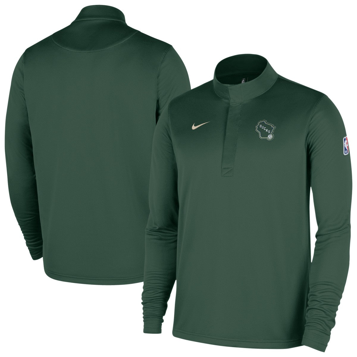 Nike Milwaukee Bucks 2025/26 City Edition Remix Authentic Coaches Dri-FIT Half-Zip Top Hunter Green