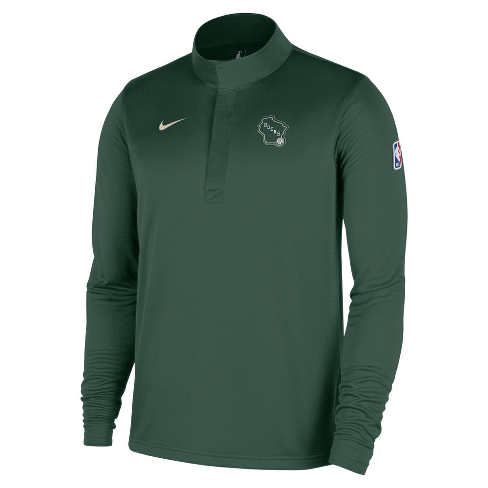 Nike Milwaukee Bucks 2025/26 City Edition Remix Authentic Coaches Dri-FIT Half-Zip Top Hunter Green