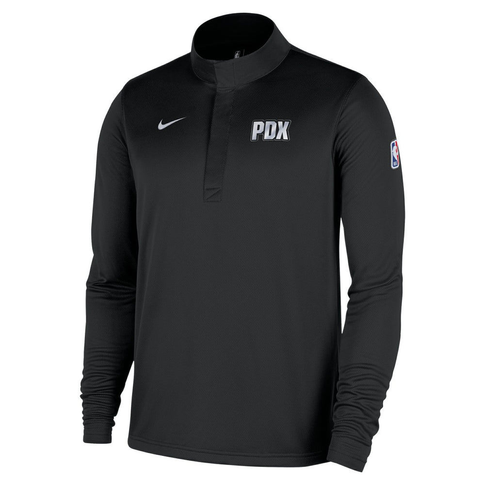 Nike Portland Trail Blazers 2025/26 City Edition Remix Authentic Coaches Dri-FIT Half-Zip Top Black