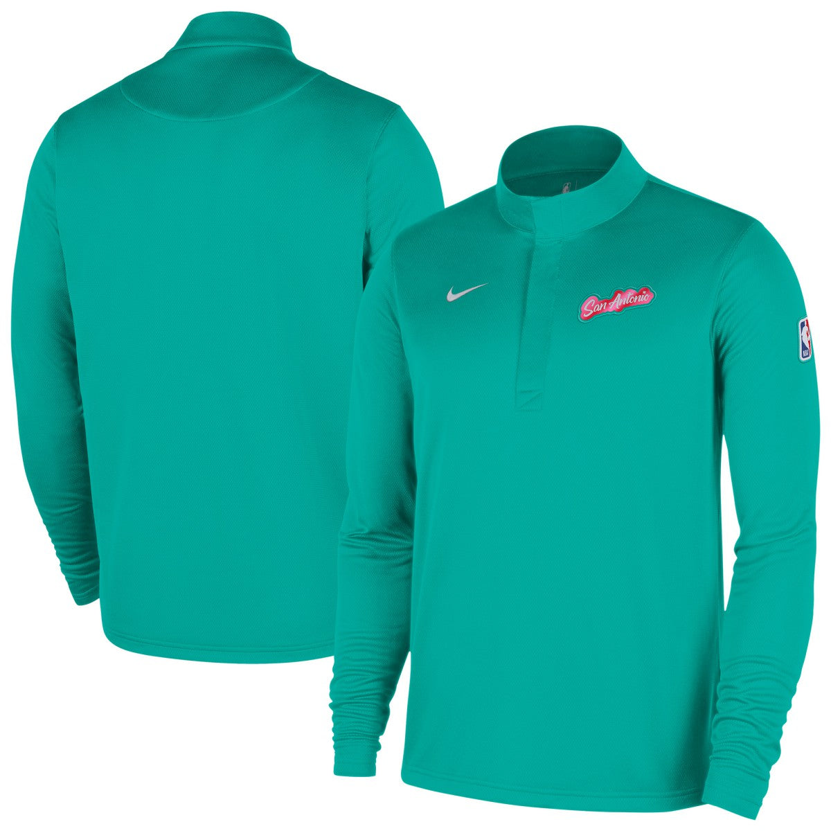 Nike San Antonio Spurs 2025/26 City Edition Remix Authentic Coaches Dri-FIT Half-Zip Top Green
