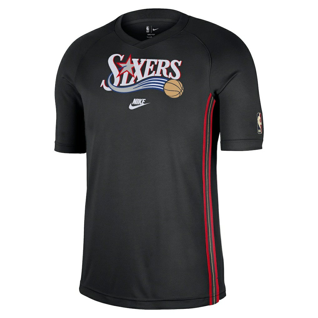 Nike Philadelphia 76ers Classic Edition Hardwood Classics Authentic Game Shooting T-Shirt Black